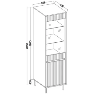 Vitrine mit geriffelter Front Yukashi 2F T101 Beige