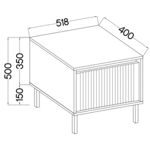Nachttisch mit geriffelter Front Yukashi 1S T801 Eiche Evoke