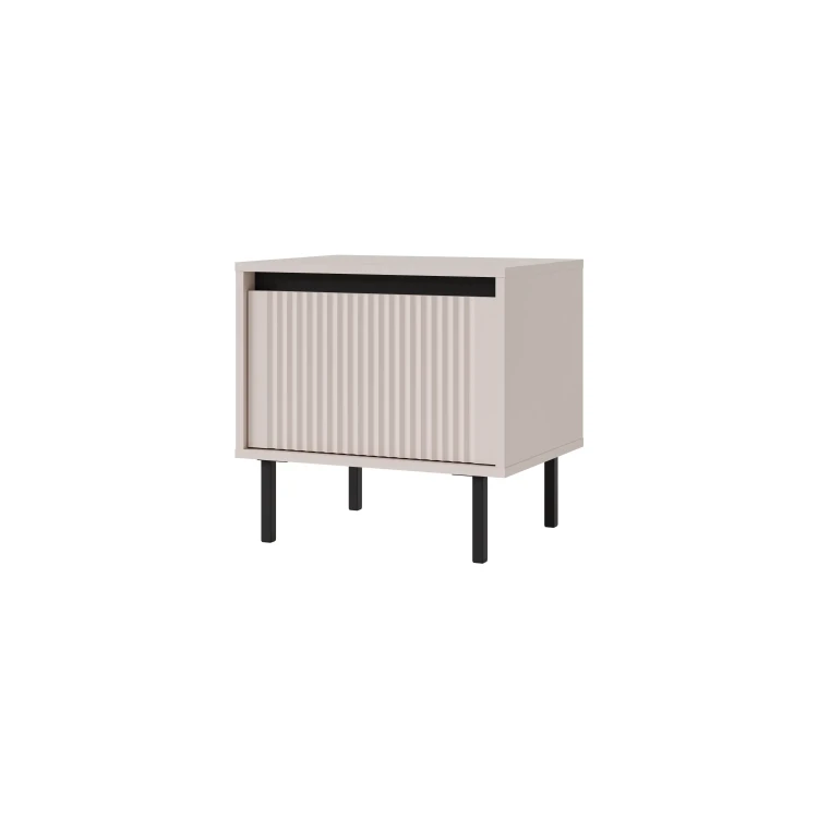 Nachttisch mit geriffelter Front Yukashi 1S T801 Beige