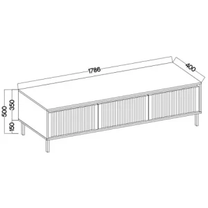 RTV-Schrank mit geriffelten Fronten Yukashi 3S T303 Eiche Evoke