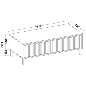 RTV-Schrank mit geriffelten Fronten Yukashi 2S T302 Eiche Evoke