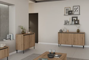 Kommode mit geriffelter Front Yukashi 3F T813 Eiche Evoke