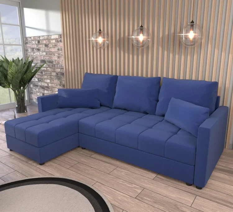 Ecksofa mit Schlaffunktion Domi Kronos Blau