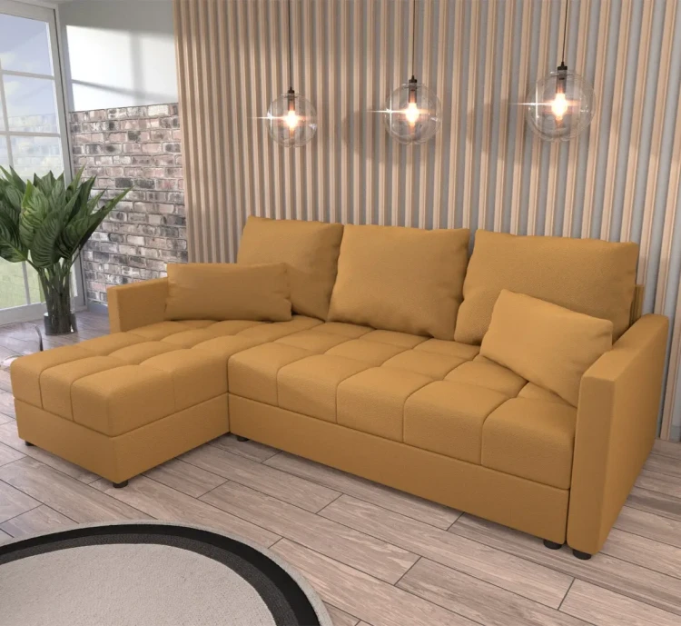 Ecksofa mit Schlaffunktion Domi Kronos Gelb