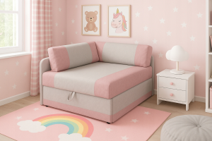 Ausklappbares Ecksofa für eine Person Vaxer Rosa/Grau