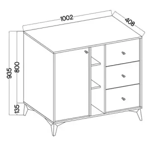 Kommode mit Schubladen Sakai 1 1F 3S T824 Beige