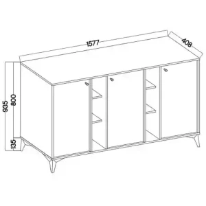 Dreitriegeltür-Kommode Sakai 1 3F T823 Beige