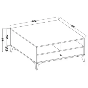 Kaffeetisch mit Schublade Sakai 1 1S T201 Beige