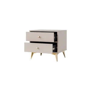 Nachttisch mit Schubladen Sakai 1 2S T801 Beige