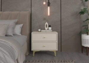 Nachttisch mit Schubladen Sakai 1 2S T801 Beige