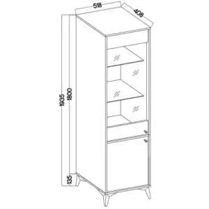 Glasvitrine Sakai 1 2F T101 Beige