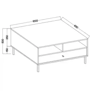 Kaffeetisch mit Schublade Sakai 2 1S T201 Beige