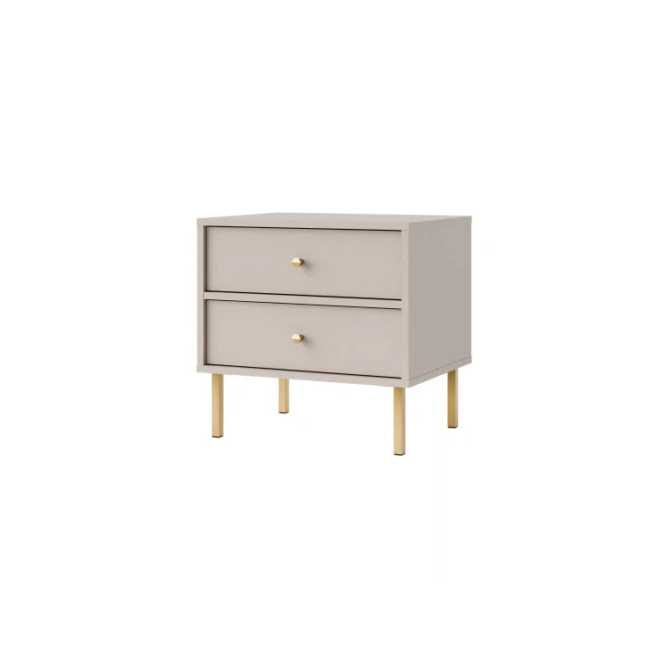 Nachttisch mit Schubladen Sakai 2 2S T801 Beige