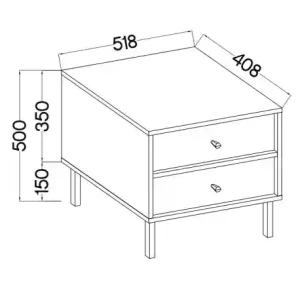 Nachttisch mit Schubladen Sakai 2 2S T801 Beige
