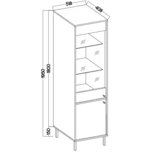 Glasvitrine Sakai 2 2F T101 Beige