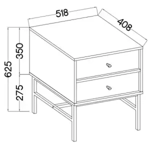 Nachttisch mit Schubladen Sakai 3 2S T801 Beige