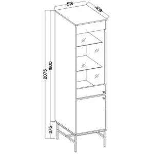 Glasvitrine Sakai 3 2F T101 Beige
