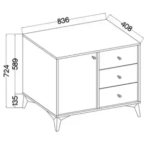 Kommode mit Schubladen Sakai 1 1F 3S T814 Schwarz