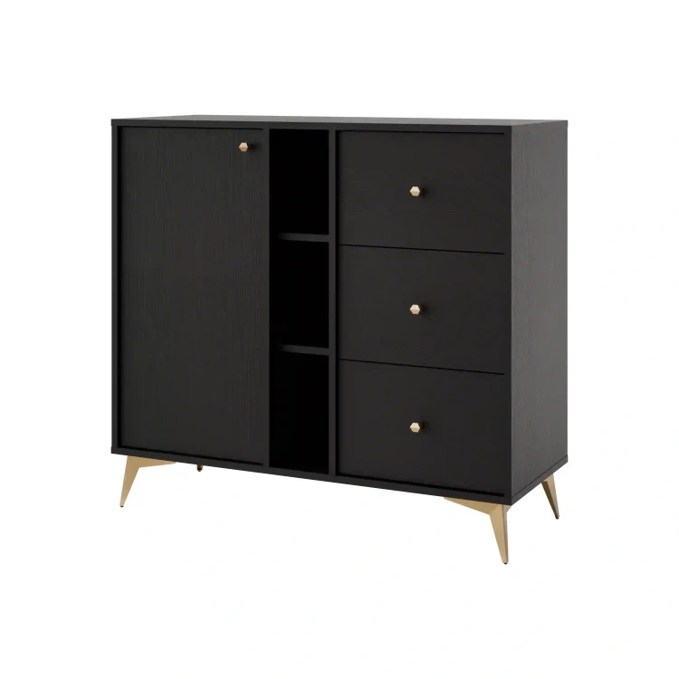 Kommode mit Schubladen Sakai 1 1F 3S T824 Schwarz