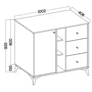 Kommode mit Schubladen Sakai 1 1F 3S T824 Schwarz