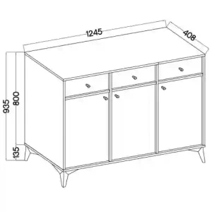 Kommode mit Schubladen Sakai 1 3F 3S T827 Schwarz