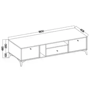 Stehender TV-Schrank Sakai 1 2K 1S T313 Schwarz