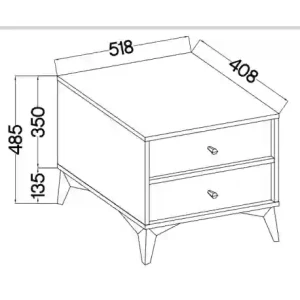 Nachttisch mit Schubladen Sakai 1 2S T801 Schwarz