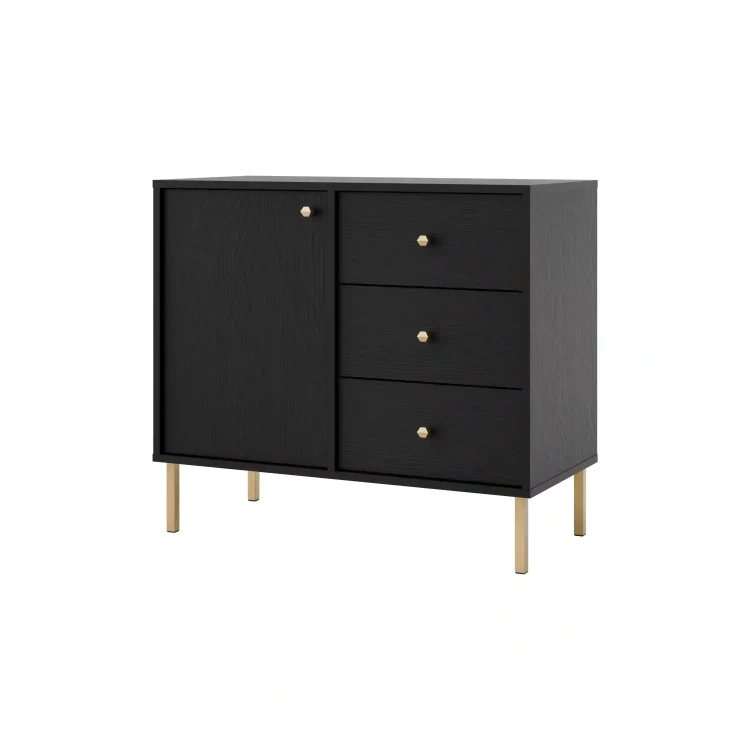 Kommode mit Schubladen Sakai 2 1F 3S T814 Schwarz