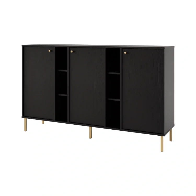 Dreitriegeltür-Kommode Sakai 2 3F T823 Schwarz