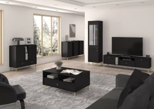 Dreitriegeltür-Kommode Sakai 2 3F T823 Schwarz