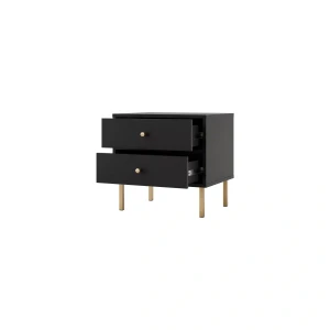 Nachttisch mit Schubladen Sakai 2 2S T801 Schwarz