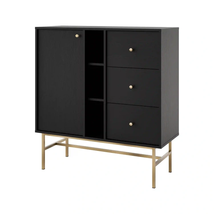 Kommode mit Schubladen Sakai 3 1F 3S T824 Schwarz
