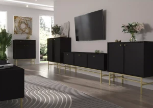 Zweitriegeltür-Kommode Sakai 3 2F T812 Schwarz
