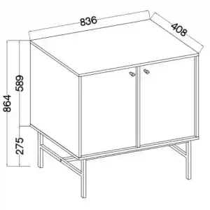 Zweitriegeltür-Kommode Sakai 3 2F T812 Schwarz