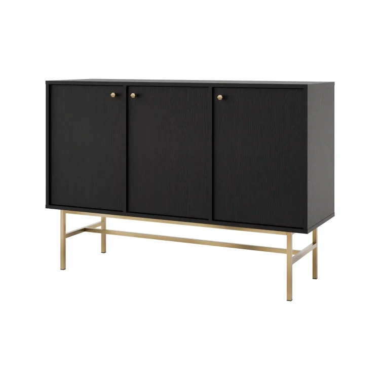 Dreitriegeltür-Kommode Sakai 3 3F T813 Schwarz