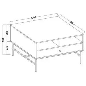 Kaffeetisch mit Schublade Sakai 3 T201 Schwarz