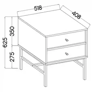 Nachttisch mit Schubladen Sakai 3 2S T801 Schwarz