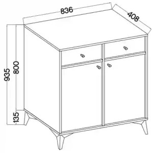Kommode mit Schubladen Sakai 1 2F 2S T826 Eukalyptus