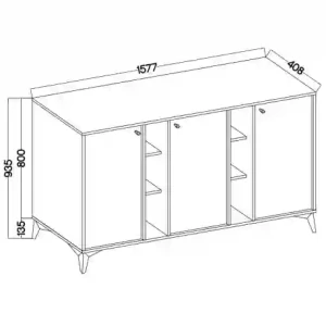 Dreitriegeltür-Kommode Sakai 1 3F T823 Eukalyptus