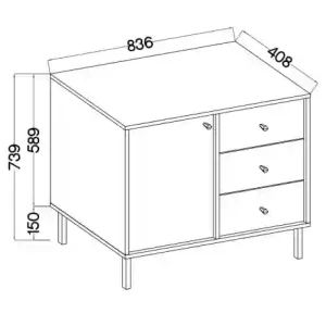 Kommode mit Schubladen Sakai 2 1F 3S T814 Eukalyptus