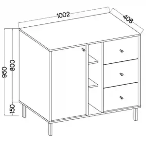 Kommode mit Schubladen Sakai 2 1F 3S T824 Eukalyptus