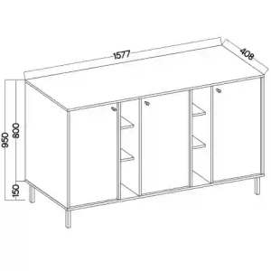 Dreitriegeltür-Kommode Sakai 2 3F T823 Eukalyptus
