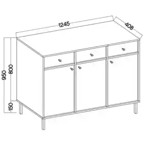 Kommode mit Schubladen Sakai 2 3F 3S T827 Eukalyptus