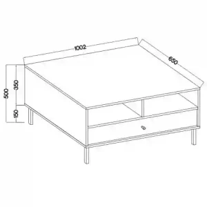 Kaffeetisch mit Schublade Sakai 2 1S T201 Eukalyptus