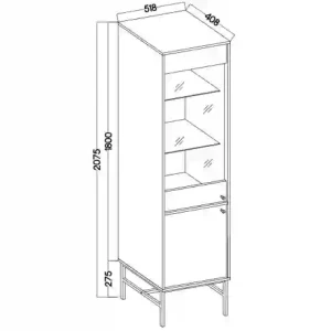 Glasvitrine Sakai 3 2F T101 Eukalyptus