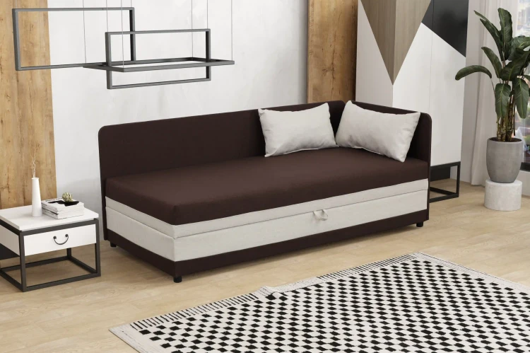 Einzelbett mit Bettkasten Hirek Eko 80x200 Braun/Ecru