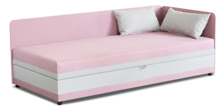Einzelbett mit Bettkasten Hirek Eko 80x200 Rosa/Grau