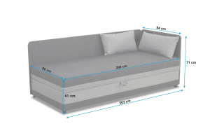 Einzelbett mit Box Hirek 80x200 Rosa/Grau