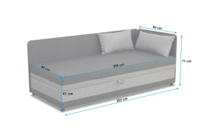 Einzelbett mit Box Hirek 90x200 Graphitgrau