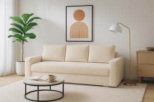 Schlafsofa mit Schlaffunktion SILVER 3 Bouclé Creme